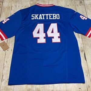 NY Giants Cam Skattebo Blue NFL Jersey with Red and White